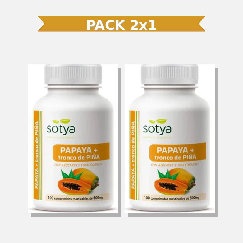 Sotya Papaya 600 Mg 100 Comprimidos Masticables 2x1 | Virtufarma