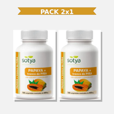 Sotya Papaya 600 Mg 100 Comprimidos Masticables 2x1 | Virtufarma