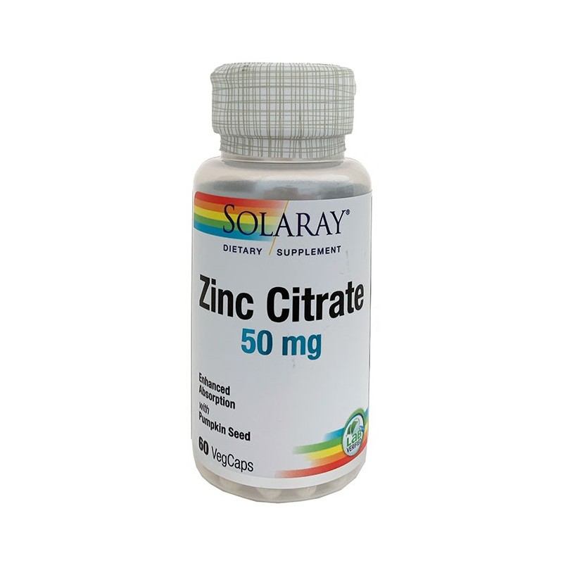 SOLARAY CITRATO ZINC 50 MG 60 CAPSULAS