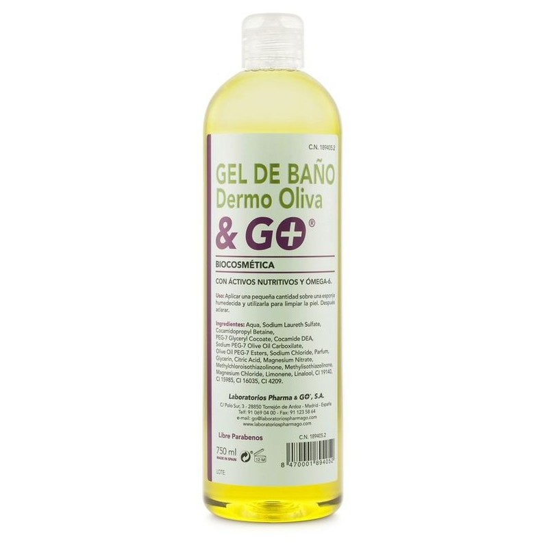 PHARMA&GO GEL BAÑO CON ACEITE DE OLIVA 750 ML